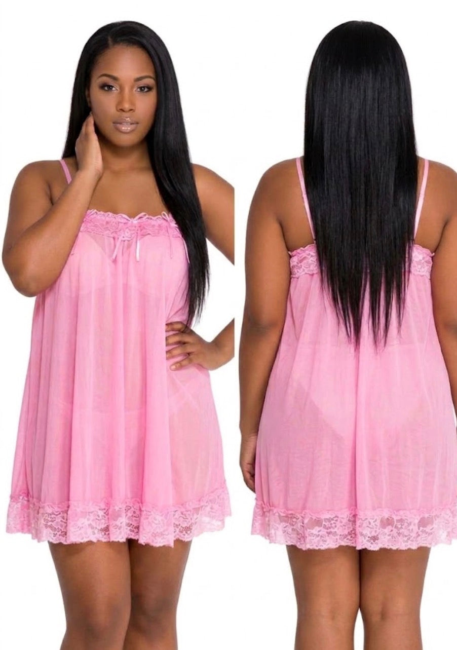 Mini lace trim dress
