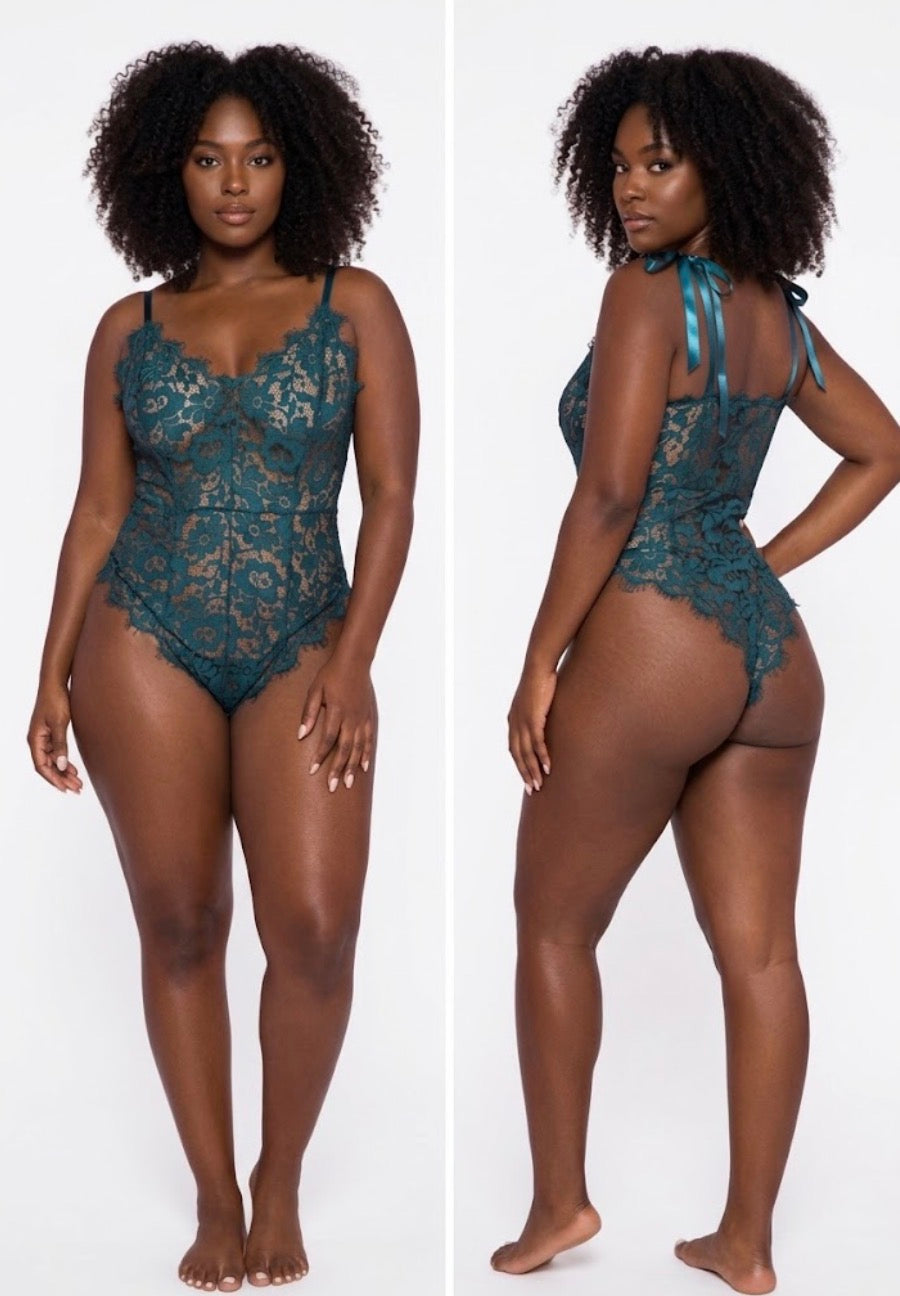 Teal floral tie up