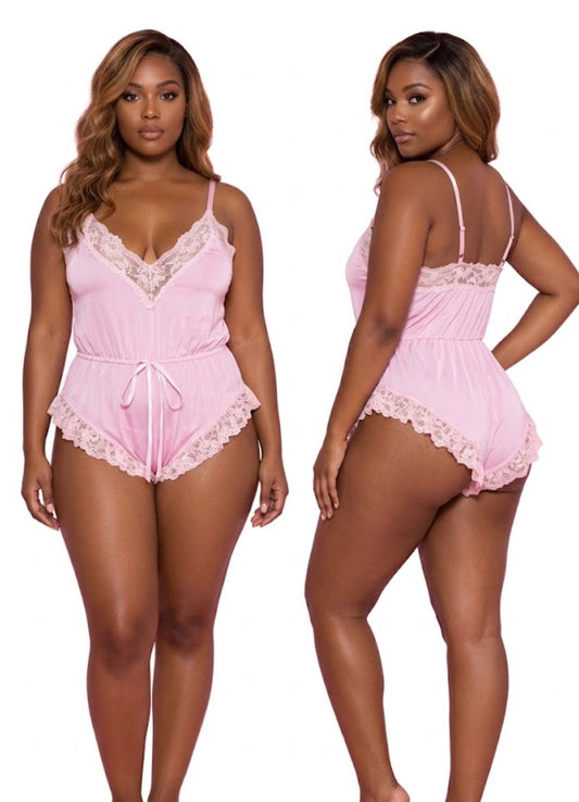 Pink Lace Romper